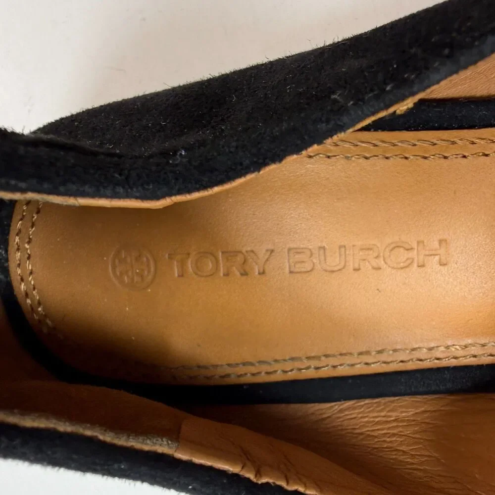 Tory Burch Leigh 15MM Black Shoe Elastic Loafer Silk Women's Size 7 M
